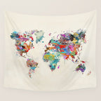 world map watercolor Wall Tapestry Gallery Image 4