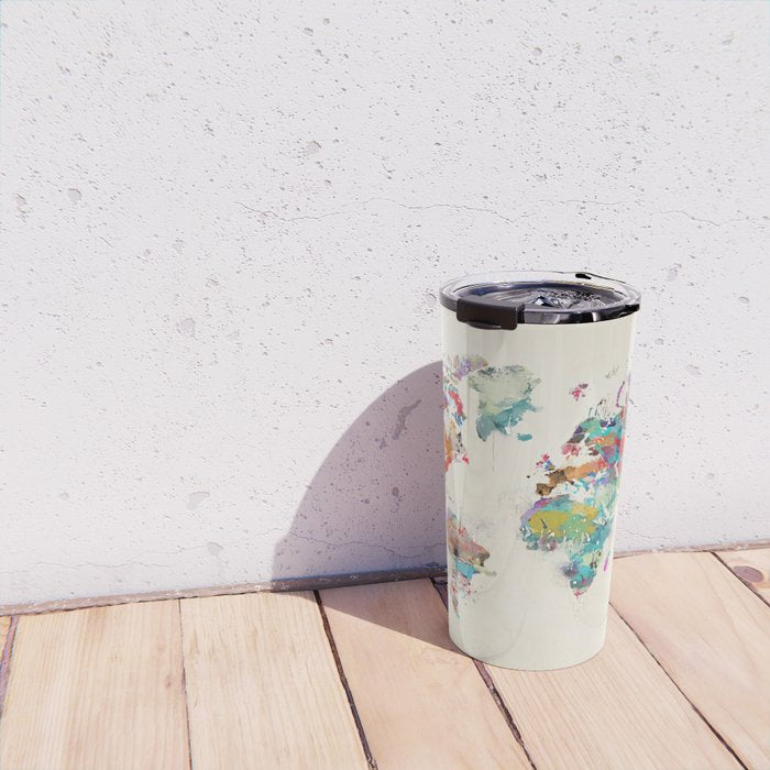 world map watercolor Travel Mug Gallery Image 4