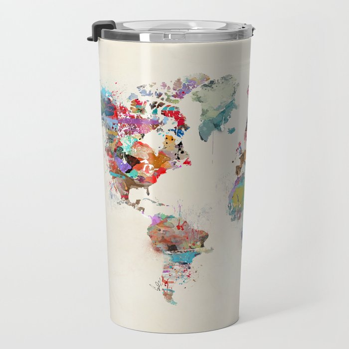 world map watercolor Travel Mug Gallery Image 3