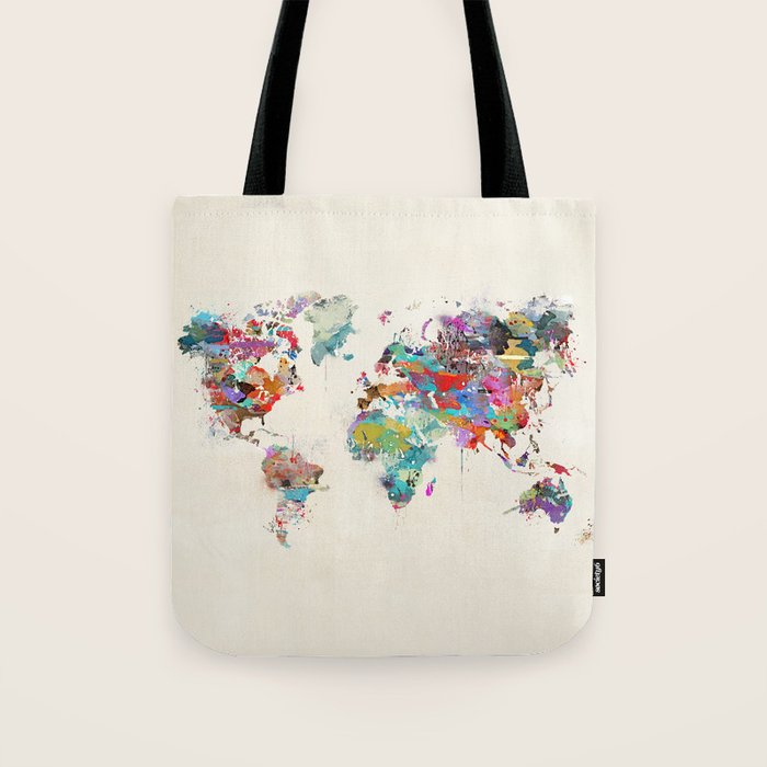 world map watercolor Tote Bag Gallery Image 1