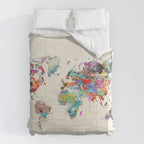 world map watercolor Comforter Gallery Image 6