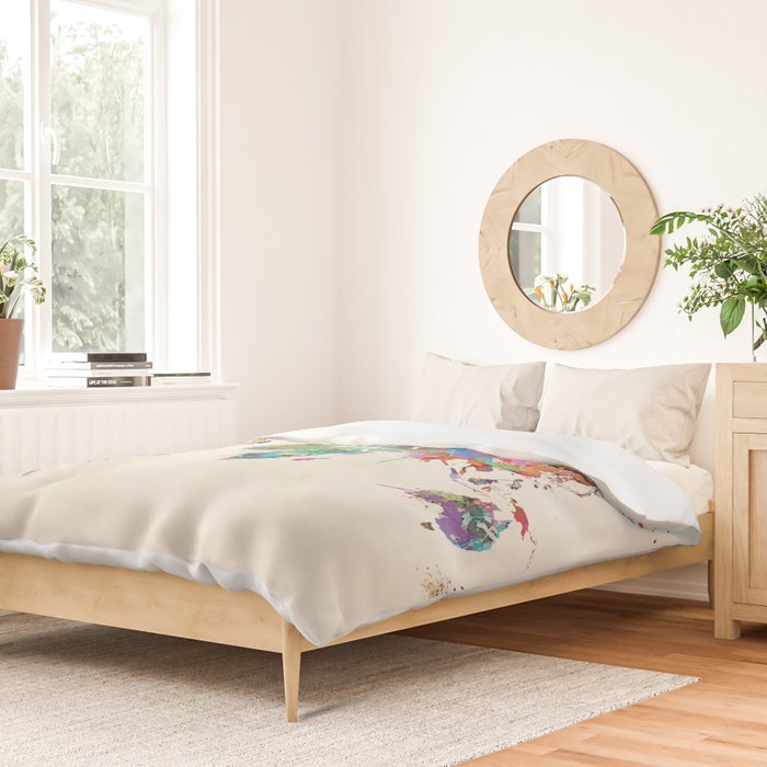 world map watercolor Duvet Cover Gallery Image 2