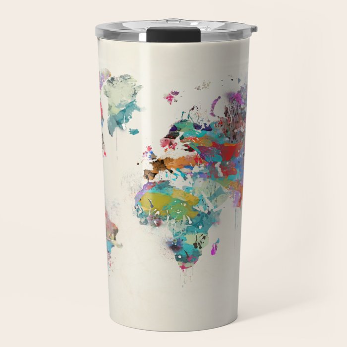 world map watercolor Travel Mug Gallery Image 1