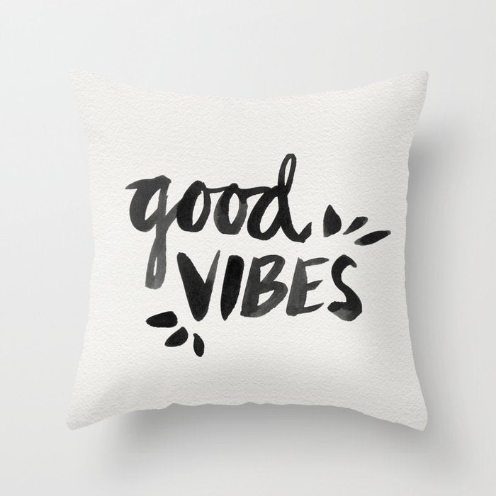 Good Vibes â Black Ink Throw Pillow Gallery Image 1