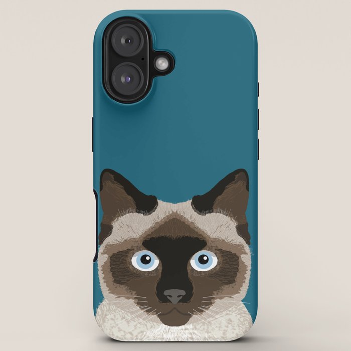 Ezra - Siamese Cat, Cute Kitten Retro Cat Art cell phone case, siamese, cute cat iPhone Case Gallery Image 5