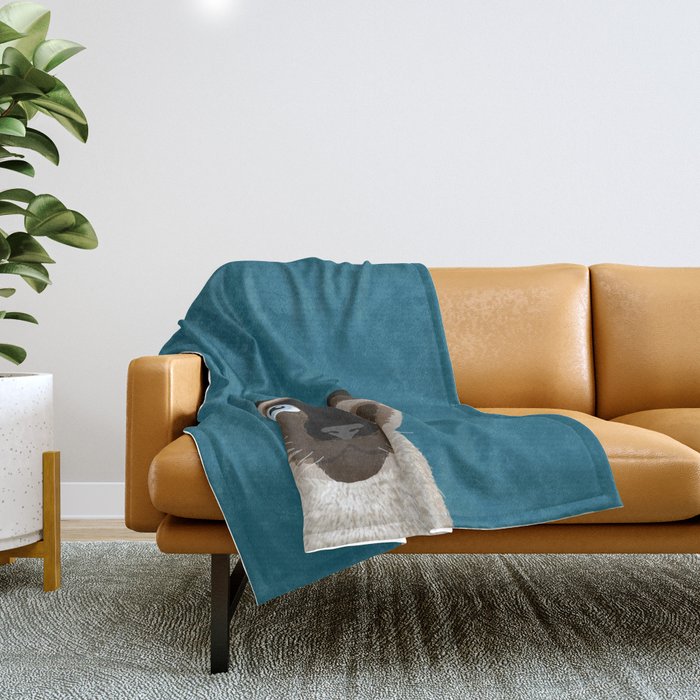 Ezra - Siamese Cat, Cute Kitten Retro Cat Art cell phone case, siamese, cute cat Throw Blanket Gallery Image 1