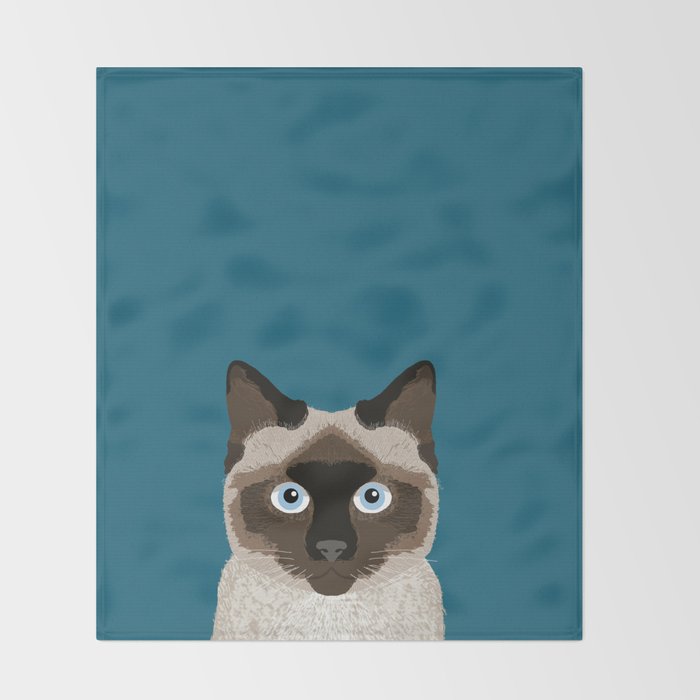 Ezra - Siamese Cat, Cute Kitten Retro Cat Art cell phone case, siamese, cute cat Throw Blanket Gallery Image 2