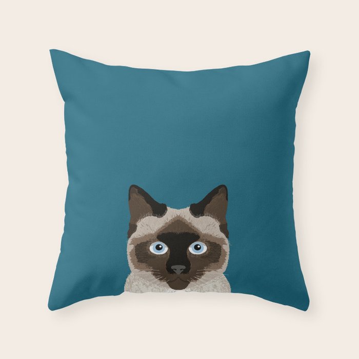 Ezra - Siamese Cat, Cute Kitten Retro Cat Art cell phone case, siamese, cute cat Throw Pillow Gallery Image 6
