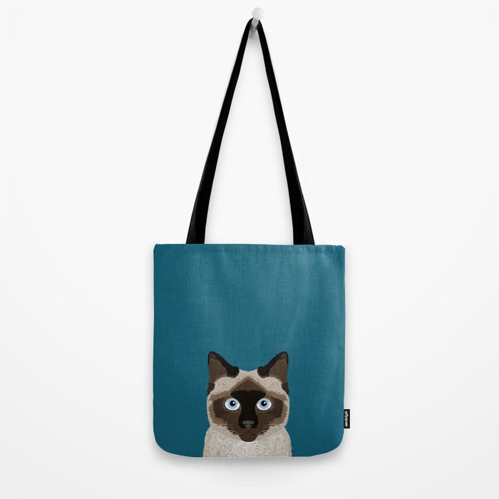 Ezra - Siamese Cat, Cute Kitten Retro Cat Art cell phone case, siamese, cute cat Tote Bag Gallery Image 2