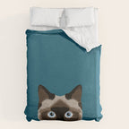 Ezra - Siamese Cat, Cute Kitten Retro Cat Art cell phone case, siamese, cute cat Duvet Cover Gallery Image 6