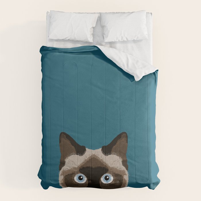 Ezra - Siamese Cat, Cute Kitten Retro Cat Art cell phone case, siamese, cute cat Comforter Gallery Image 6