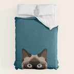 Ezra - Siamese Cat, Cute Kitten Retro Cat Art cell phone case, siamese, cute cat Comforter Gallery Image 6