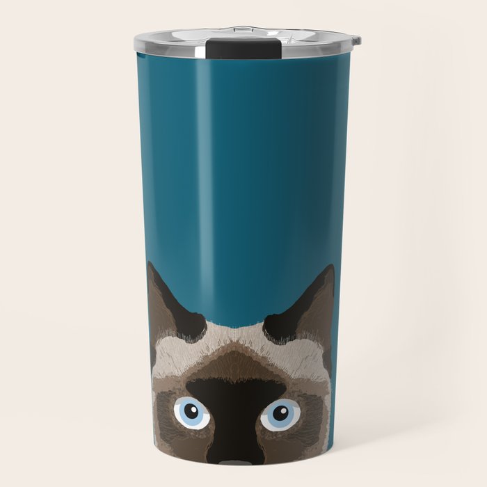 Ezra - Siamese Cat, Cute Kitten Retro Cat Art cell phone case, siamese, cute cat Travel Mug Gallery Image 1