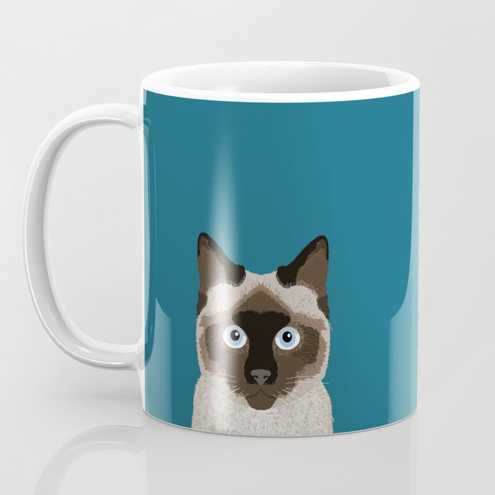 Ezra - Siamese Cat, Cute Kitten Retro Cat Art cell phone case, siamese, cute cat Coffee Mug Gallery Image 3