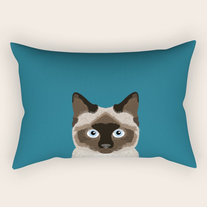 Ezra - Siamese Cat, Cute Kitten Retro Cat Art cell phone case, siamese, cute cat Rectangular Pillow Gallery Image 1