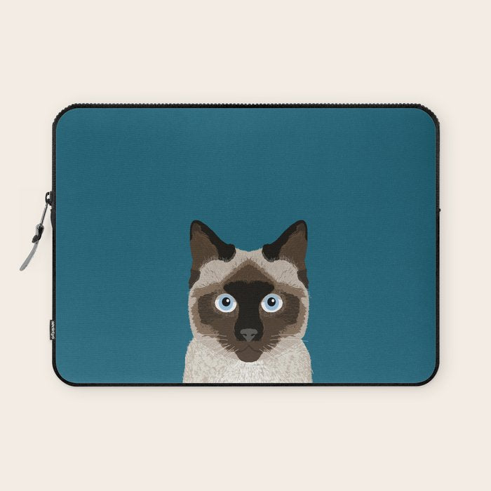 Ezra - Siamese Cat, Cute Kitten Retro Cat Art cell phone case, siamese, cute cat Laptop Sleeve Gallery Image 1