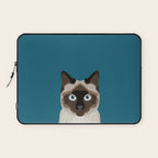 Ezra - Siamese Cat, Cute Kitten Retro Cat Art cell phone case, siamese, cute cat Laptop Sleeve Gallery Image 1