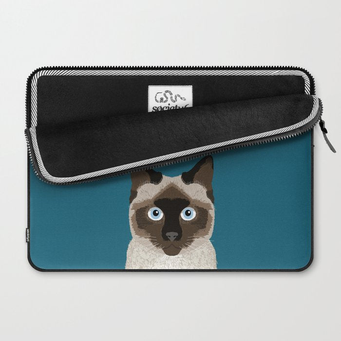 Ezra - Siamese Cat, Cute Kitten Retro Cat Art cell phone case, siamese, cute cat Laptop Sleeve Gallery Image 2