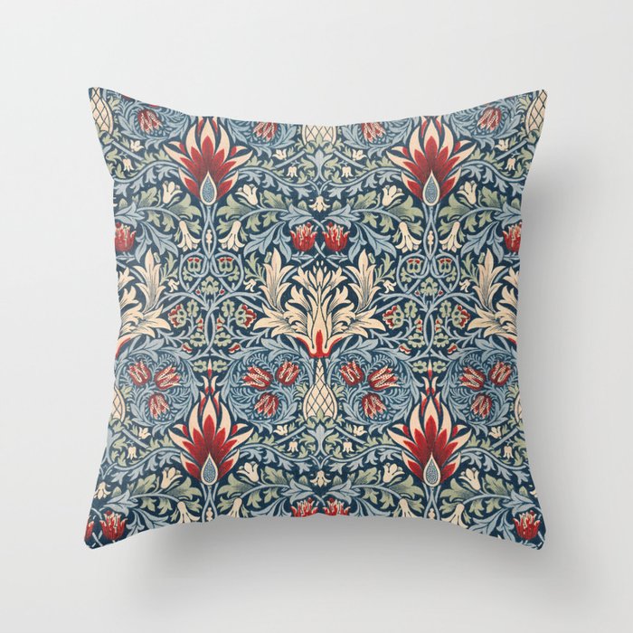 Snakeshead William Morris Textile Pattern Throw Pillow Gallery Image 1