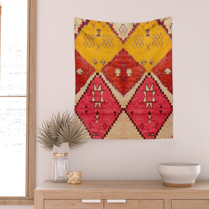 Heritage Moroccan Berber Carpet Design Wall Tapestry Gallery Image 2
