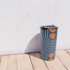 Geometric Lines in Navy and Orange (Rainbow and Moon Phases Abstract) Travel Mug Gallery Image 4