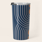 Geometric Lines in Navy and Orange (Rainbow and Moon Phases Abstract) Travel Mug Gallery Image 3