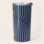 Geometric Lines in Navy and Orange (Rainbow and Moon Phases Abstract) Travel Mug Gallery Image 2