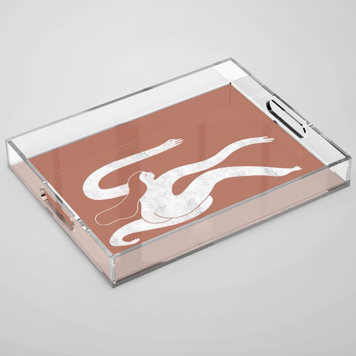 Wave girl in terracotta Acrylic Tray Gallery Image 1