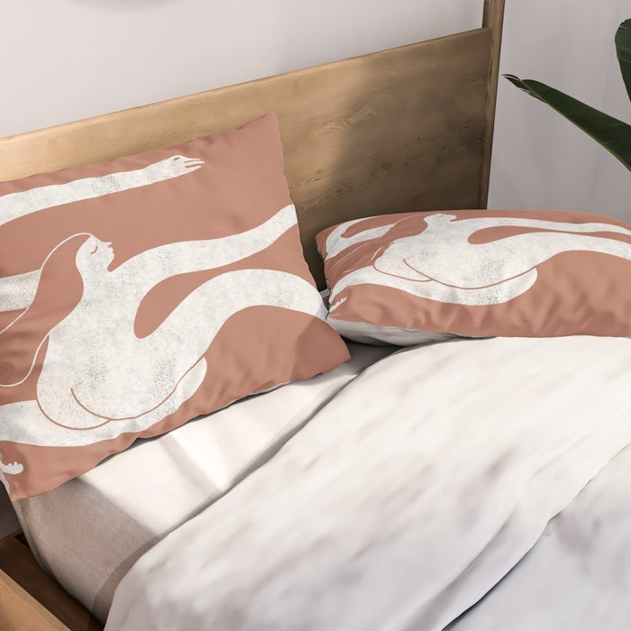 Wave girl in terracotta Pillow Sham Gallery Image 2
