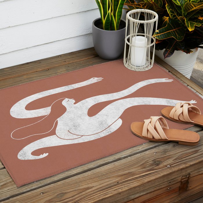 Wave girl in terracotta Outdoor Rug Gallery Image 2