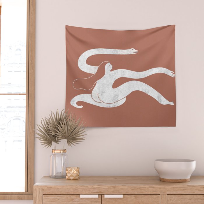Wave girl in terracotta Wall Tapestry Gallery Image 2