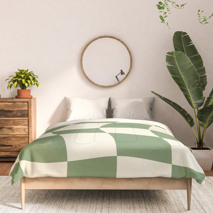 Wavy Checkerboard (Green Beige) Comforter Gallery Image 3