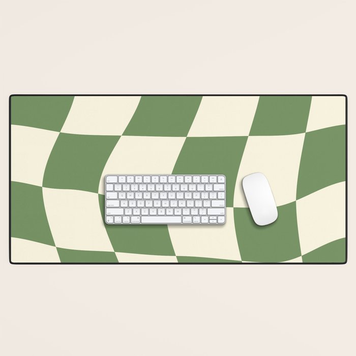Wavy Checkerboard (Green Beige) Desk Mat Gallery Image 1