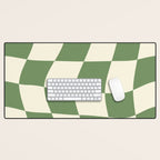 Wavy Checkerboard (Green Beige) Desk Mat Gallery Image 1