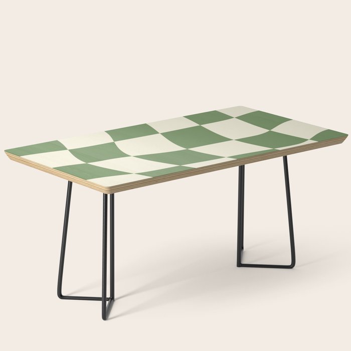 Wavy Checkerboard (Green Beige) Coffee Table Gallery Image 1