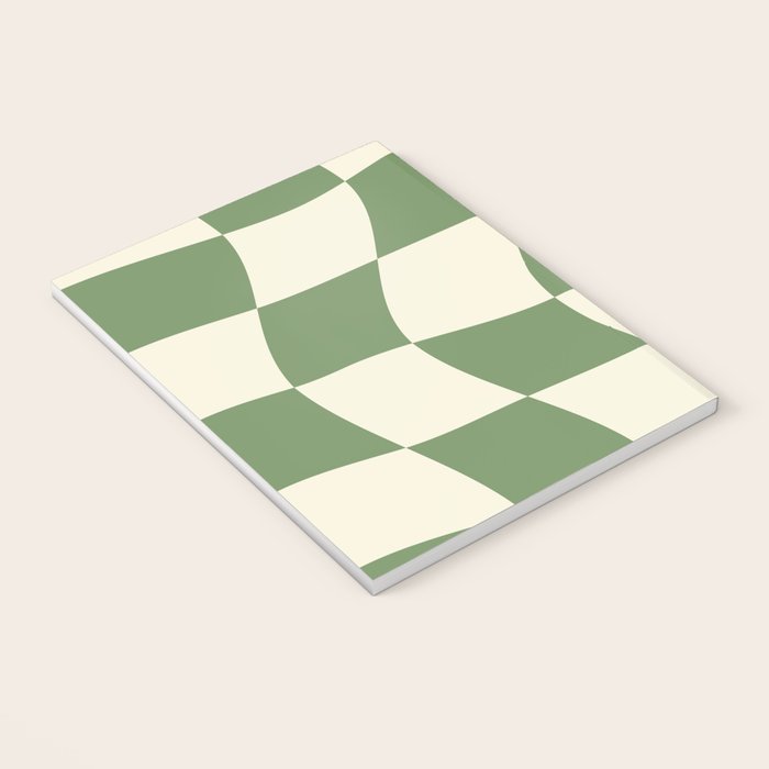 Wavy Checkerboard (Green Beige) Notebook Gallery Image 3