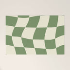 Wavy Checkerboard (Green Beige) Welcome Mat Gallery Image 1