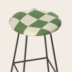 Wavy Checkerboard (Green Beige) Stool Gallery Image 2