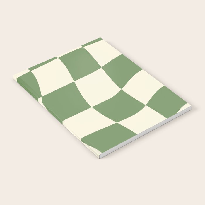 Wavy Checkerboard (Green Beige) Notebook Gallery Image 2