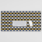 Checkered Multicolor Pattern XV Black Yellow Navy Blue Desk Mat Gallery Image 1