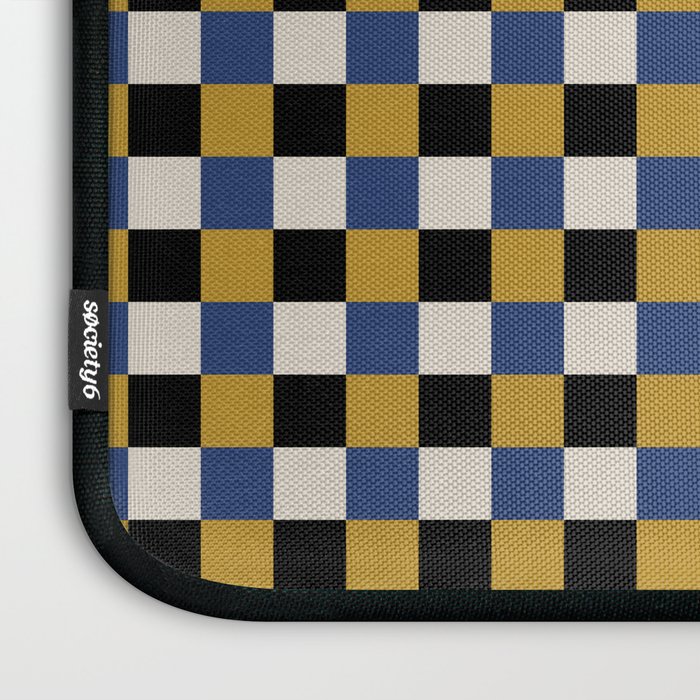 Checkered Multicolor Pattern XV Black Yellow Navy Blue Laptop Sleeve Gallery Image 3