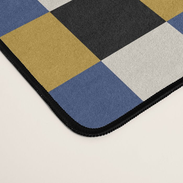 Checkered Multicolor Pattern XV Black Yellow Navy Blue Desk Mat Gallery Image 4