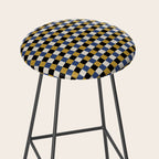 Checkered Multicolor Pattern XV Black Yellow Navy Blue Stool Gallery Image 2