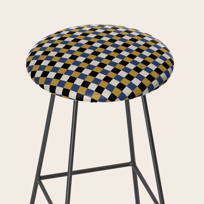 Checkered Multicolor Pattern XV Black Yellow Navy Blue Stool Gallery Image 2
