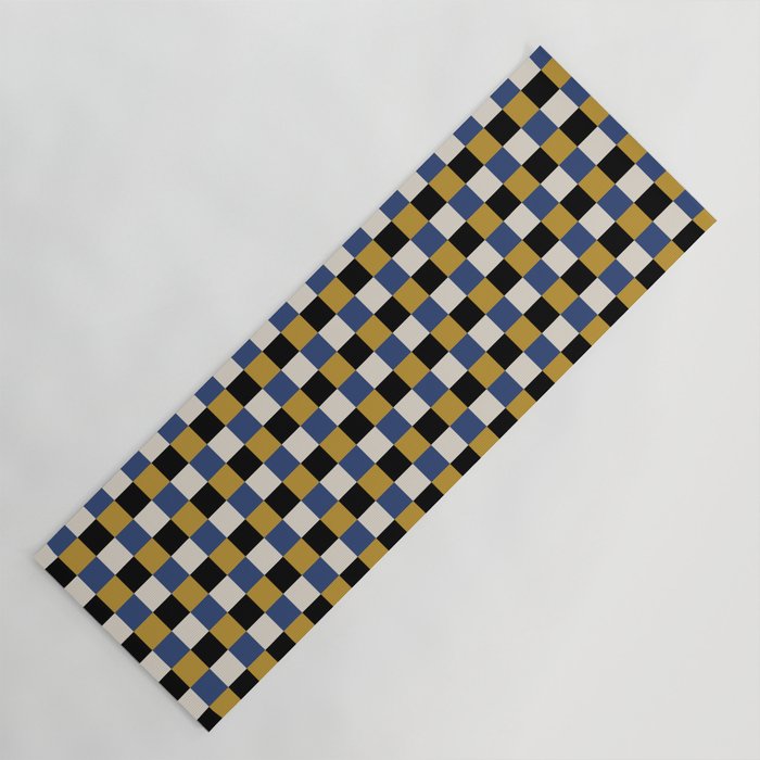 Checkered Multicolor Pattern XV Black Yellow Navy Blue Yoga Mat Gallery Image 1
