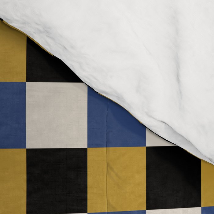 Checkered Multicolor Pattern XV Black Yellow Navy Blue Comforter Gallery Image 4