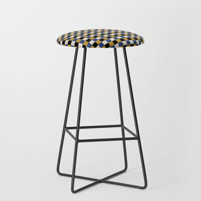 Checkered Multicolor Pattern XV Black Yellow Navy Blue Stool Gallery Image 1