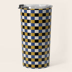 Checkered Multicolor Pattern XV Black Yellow Navy Blue Travel Mug Gallery Image 3