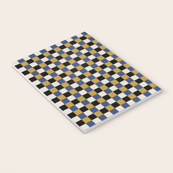 Checkered Multicolor Pattern XV Black Yellow Navy Blue Notebook Gallery Image 3