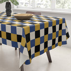 Checkered Multicolor Pattern XV Black Yellow Navy Blue Tablecloth Gallery Image 3